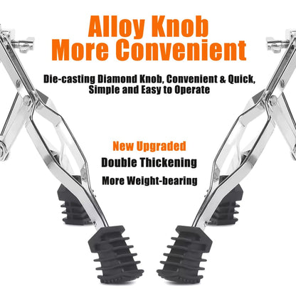 Metallic knobs with text highlighting features on a white background