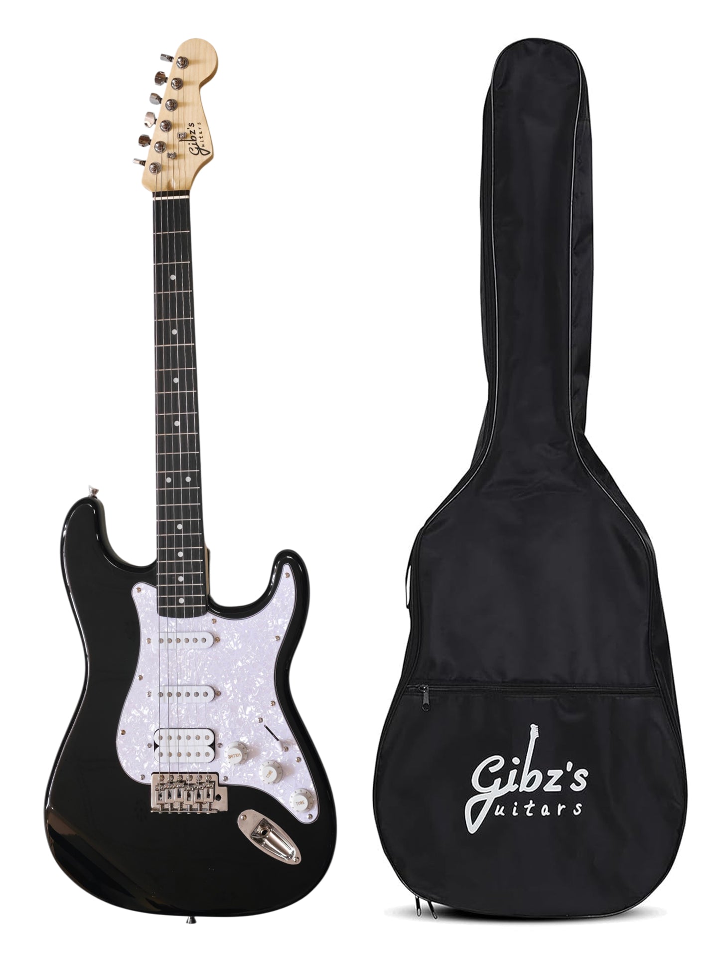 Gibz's Guitars TME 600 ST4 Pearlized Safeguard Electric Guitar (TME 600 BK)