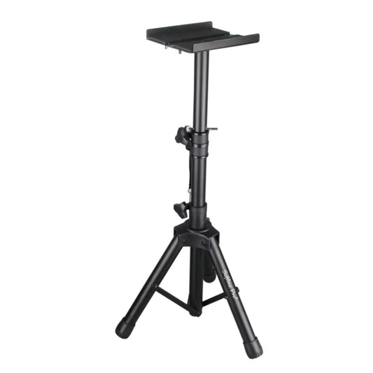 Black Softline Pro SP-800 VP tripod studio monitor stand at full height with adjustable top plate.
