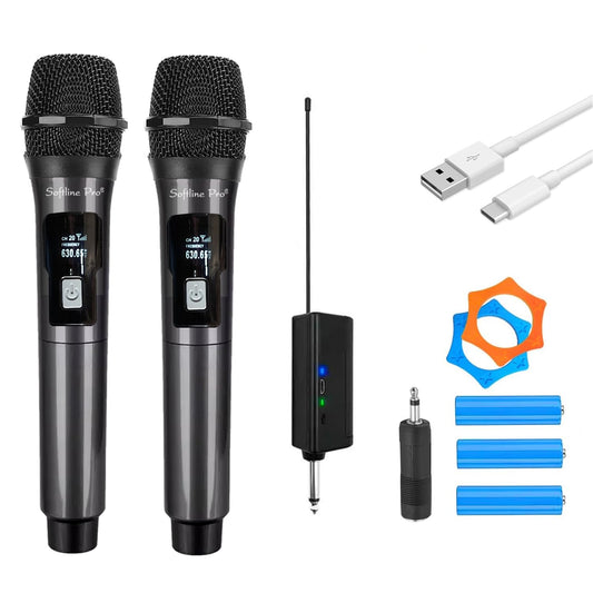 Buy UHF dual wireless microphone, 
Softline Pro SP DHWL MIC-DG Dual UHF Wireless Microphones with Receiver and Accessories