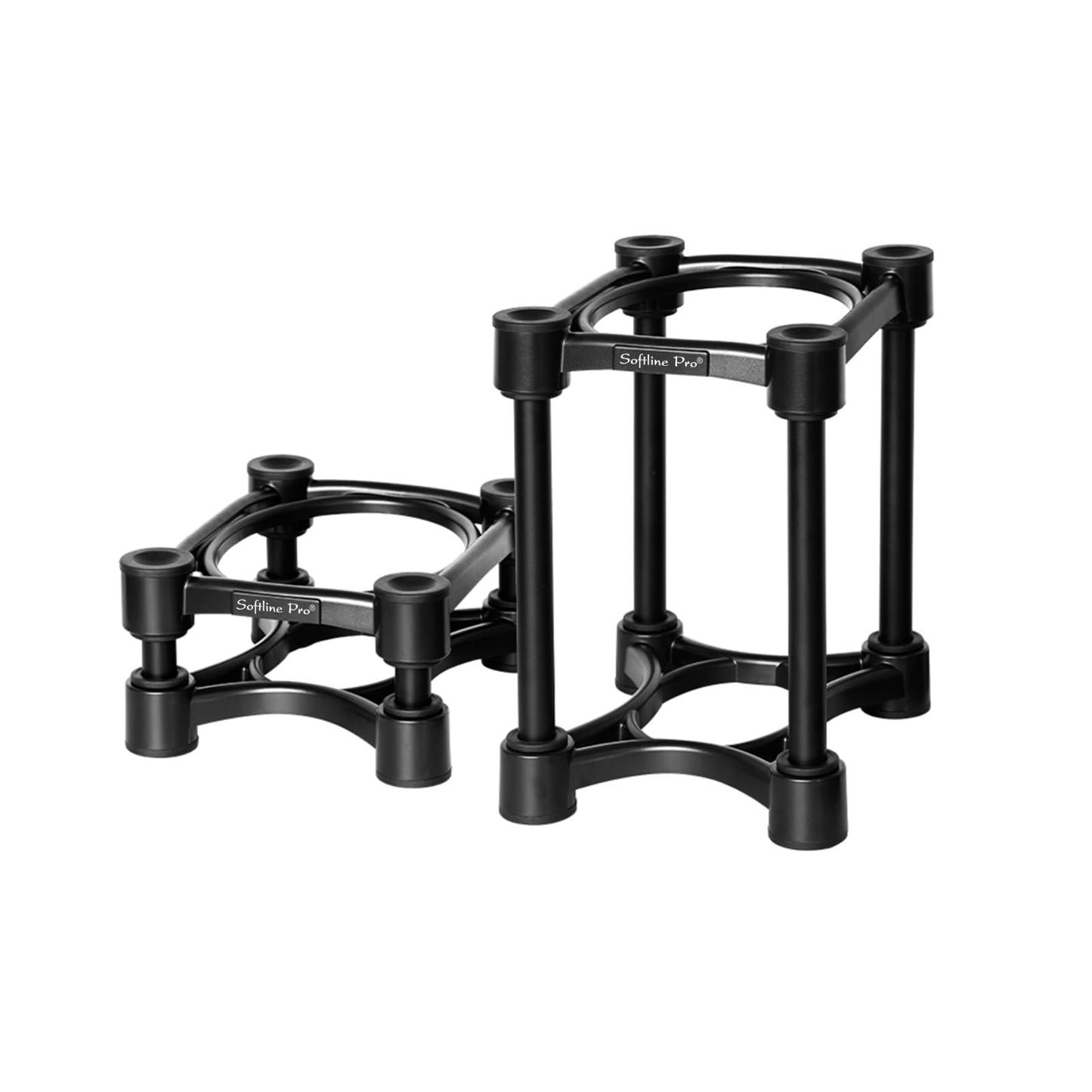 Softline Pro SP-ISO308 Isolation Studio Monitor Stands Height & Tilt Adjustable Speaker Isolation Pads for Studio Monitors, Bookshelf Speakers & Home Theater Systems – Black (Pack of 2)