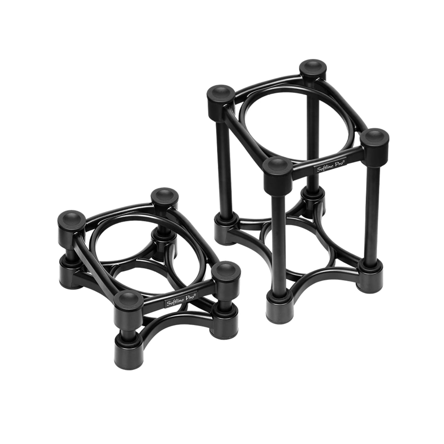 Softline Pro SP-ISO308 Isolation Studio Monitor Stands Height & Tilt Adjustable Speaker Isolation Pads for Studio Monitors, Bookshelf Speakers & Home Theater Systems – Black (Pack of 2)