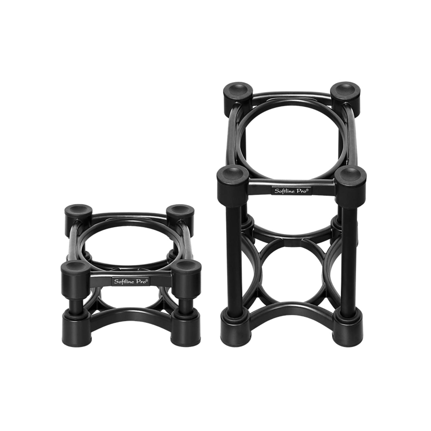 Softline Pro SP-ISO308 Isolation Studio Monitor Stands Height & Tilt Adjustable Speaker Isolation Pads for Studio Monitors, Bookshelf Speakers & Home Theater Systems – Black (Pack of 2)