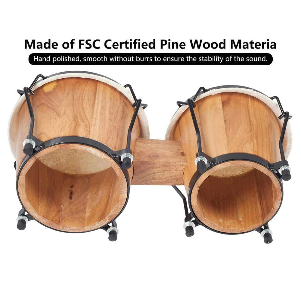 Softline Pro wooden bongo set displayed on a traditional bongo stand