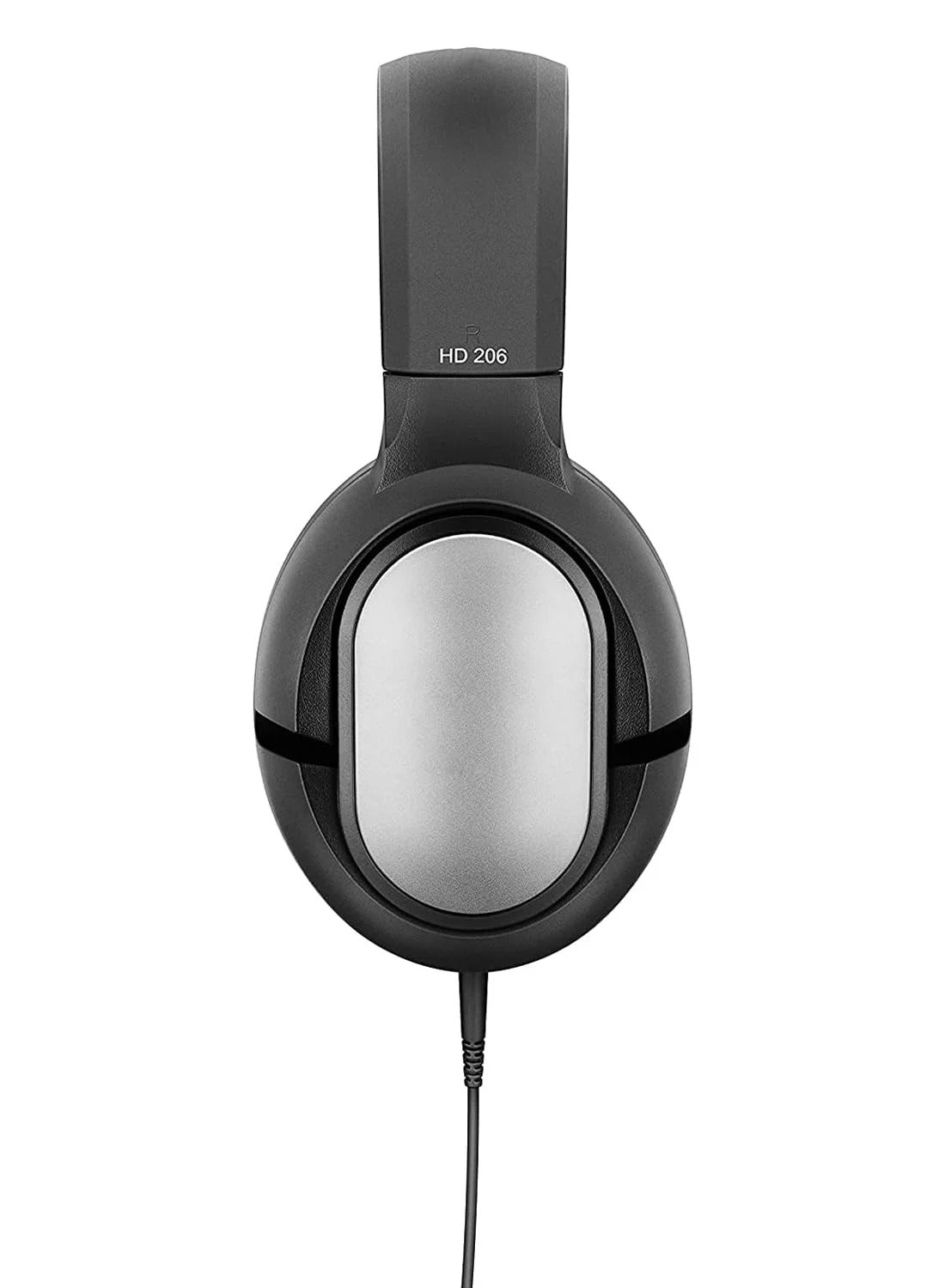 Black headphones with 'HD 206' label on a white background
