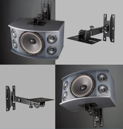 Adjustable swivel speaker mounts, 
Wall-mounted SP WB588 holding bookshelf speakers
