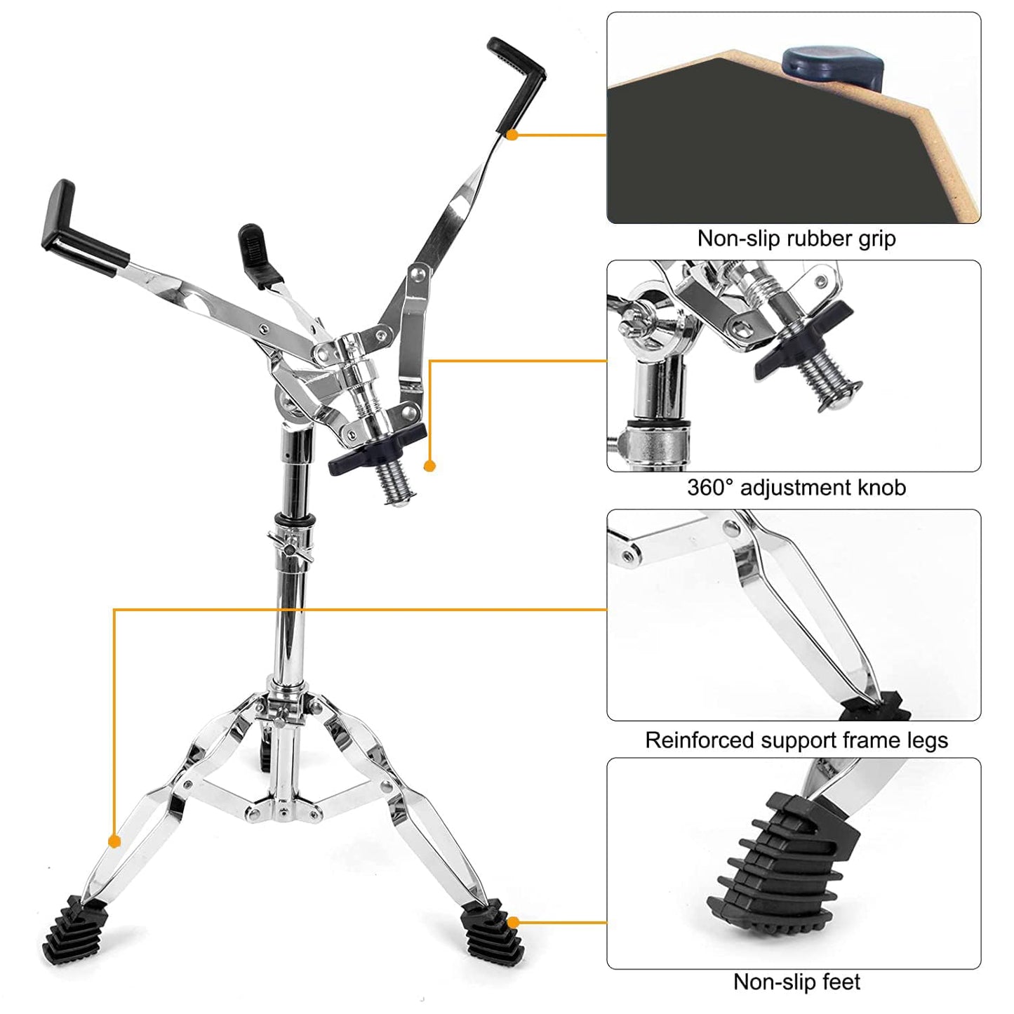 Drum stand with features highlighted on a white background