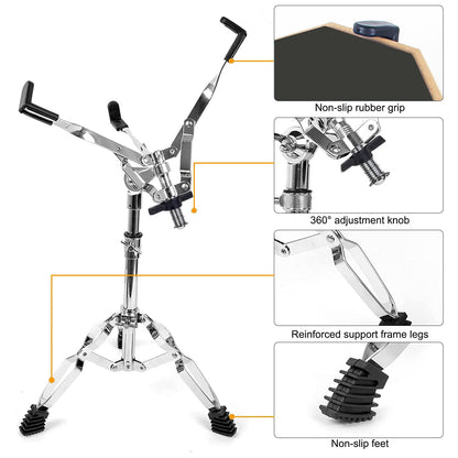Drum stand with features highlighted on a white background