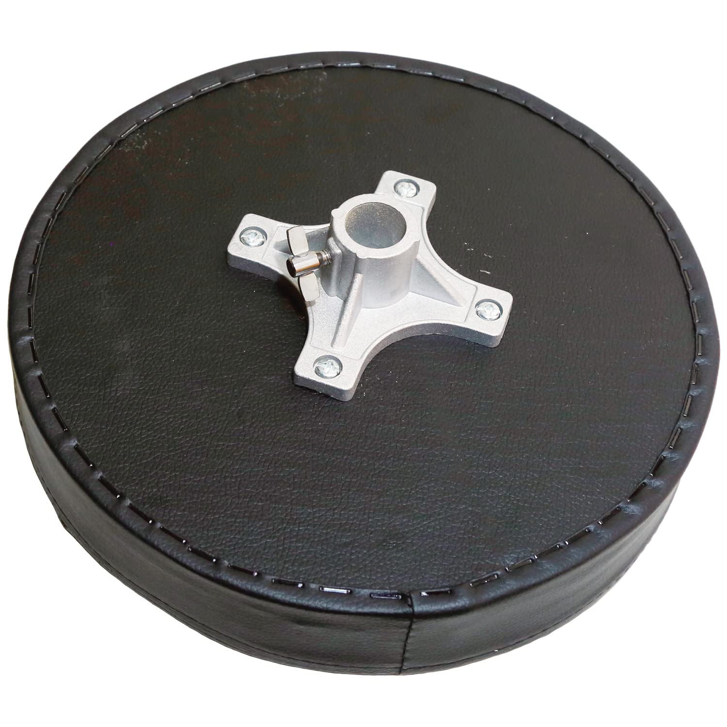 Close-up of padded seat cushion on SP36-C drum throne chrome and black