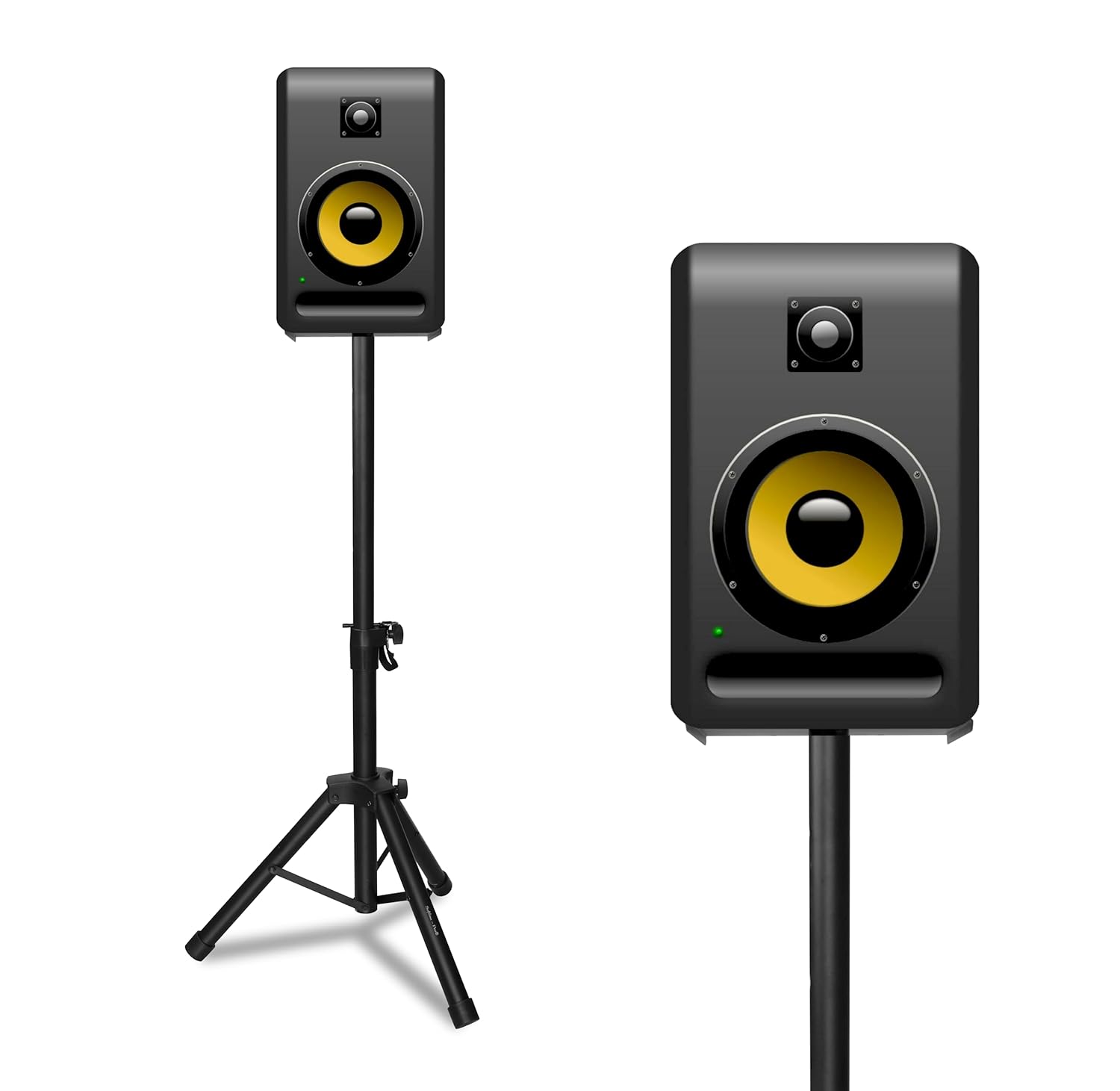Tripod monitor stand for speakers,
Softline Pro SP80 Monitor Stand – Angled View with Dimension Indicators and Features
