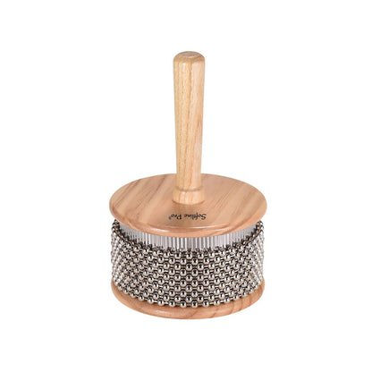 Wooden brush with metal bristles on a white background