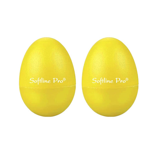 Two yellow Softline Pro egg-shaped balls on a white background