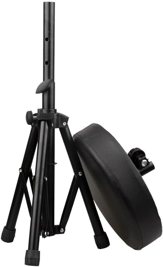 Close-up of the padded synthetic leather seat of the SP36 drum throne