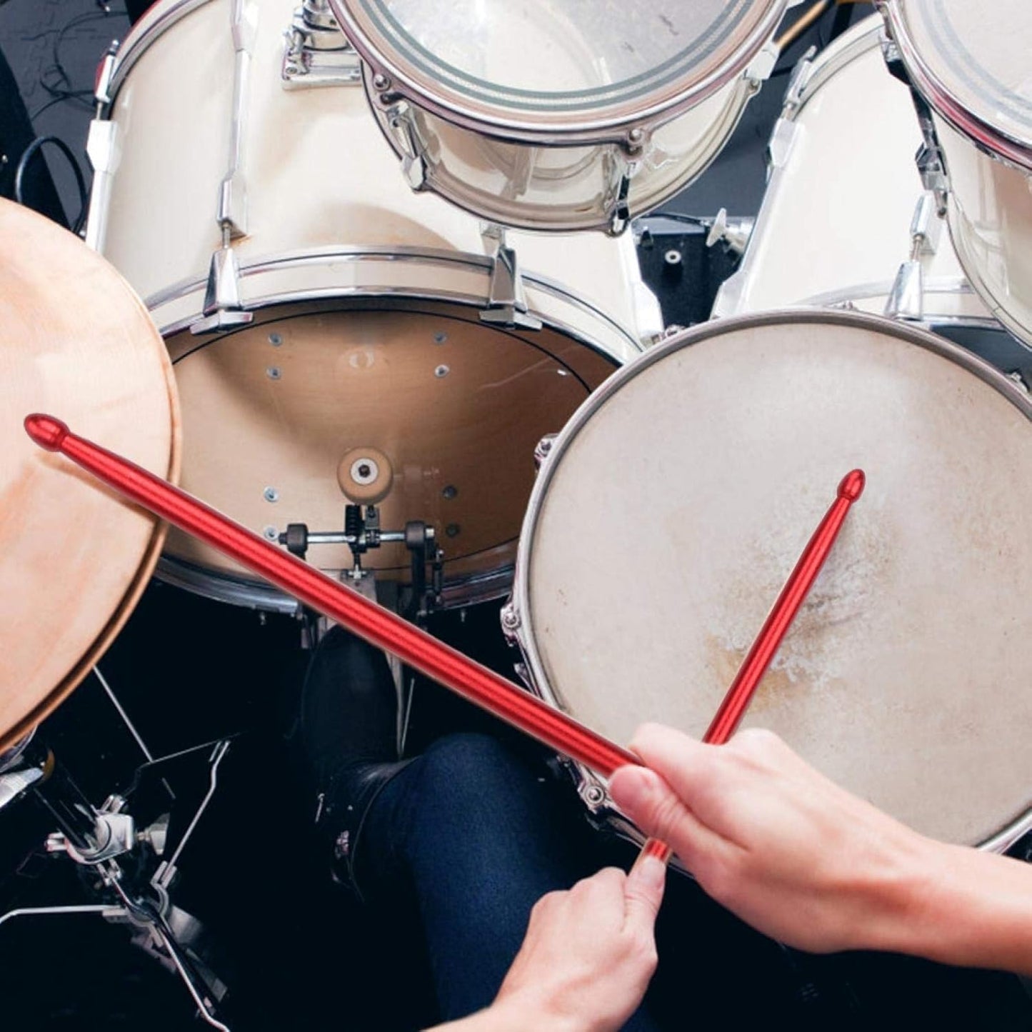 High-Quality Red 5A Metal Drum Stick for Practice and Performance