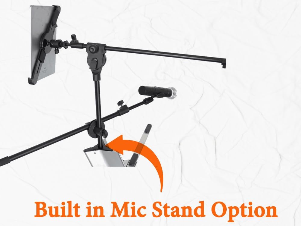 Microphone stand with built-in mic option on a white background