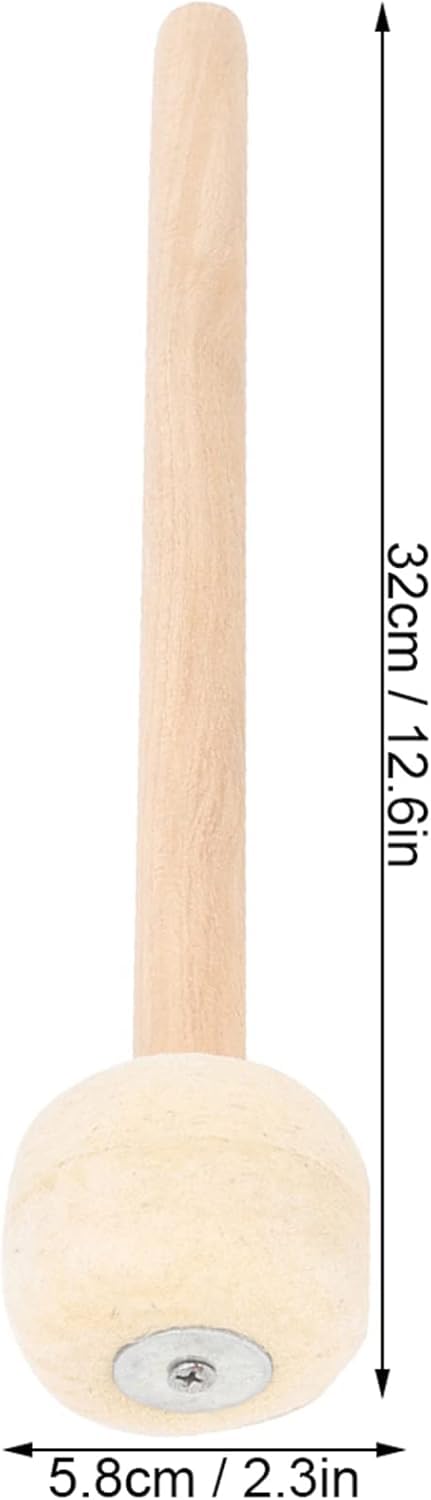 Wooden tool with a spherical head and measurement details