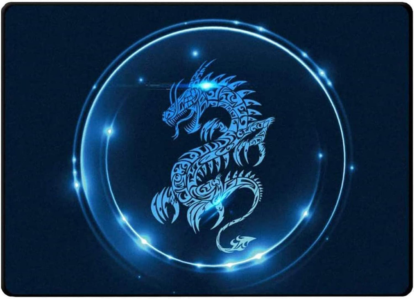 Dragon design on a dark background with blue glowing effect