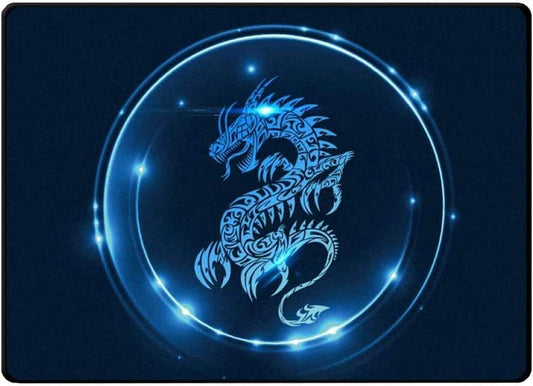 Dragon design on a dark background with blue glowing effect