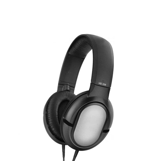 Black headphones on a white background