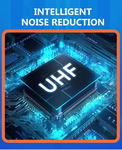 UHF chip on a circuit board with 'Intelligent Noise Reduction' text above