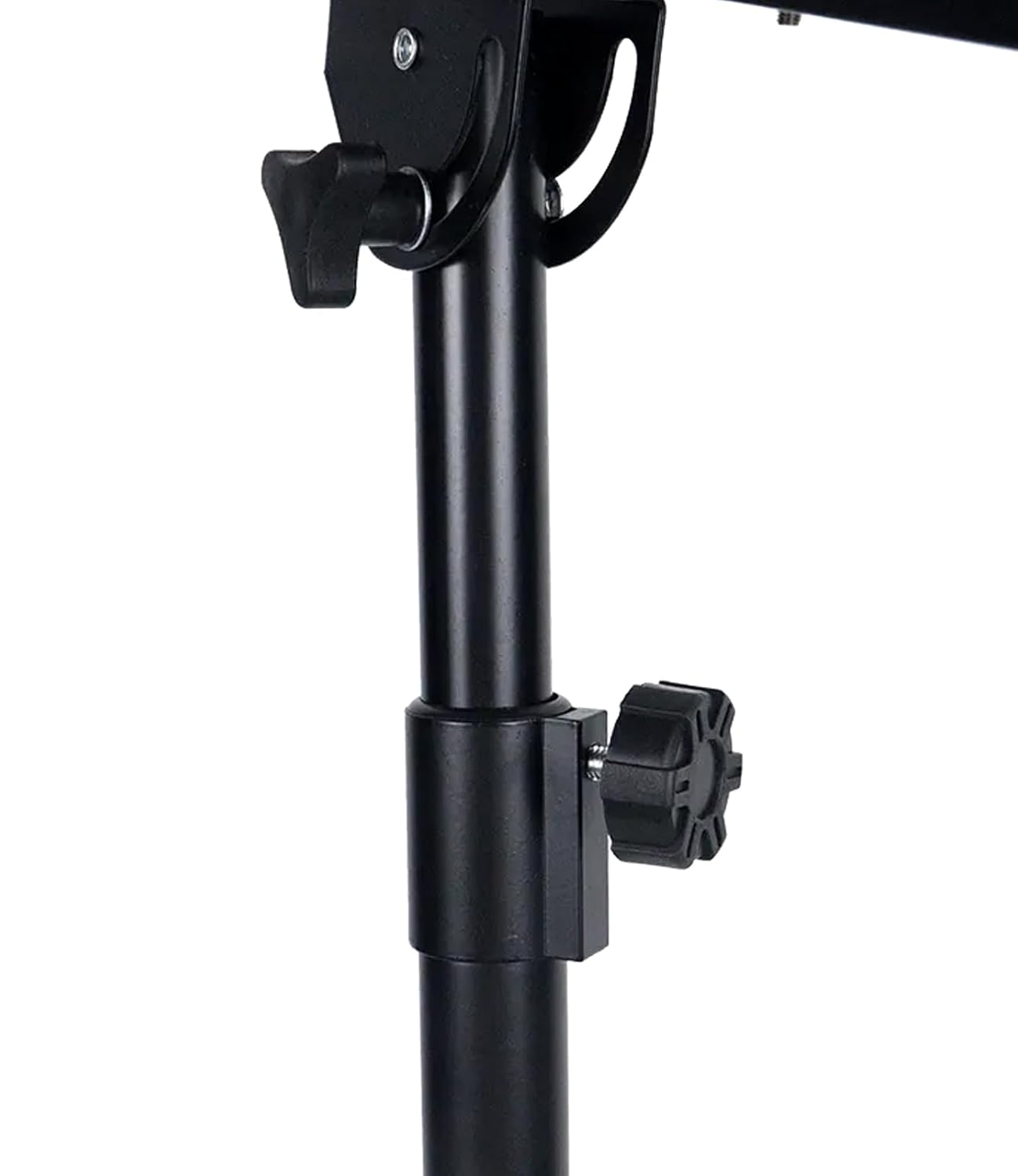 Black adjustable stand on a white background